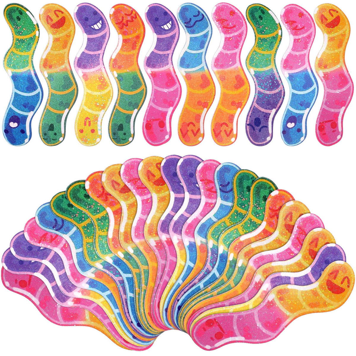 Skyygemm worm bookmarks with holographic glitter for vibrant reading sessions