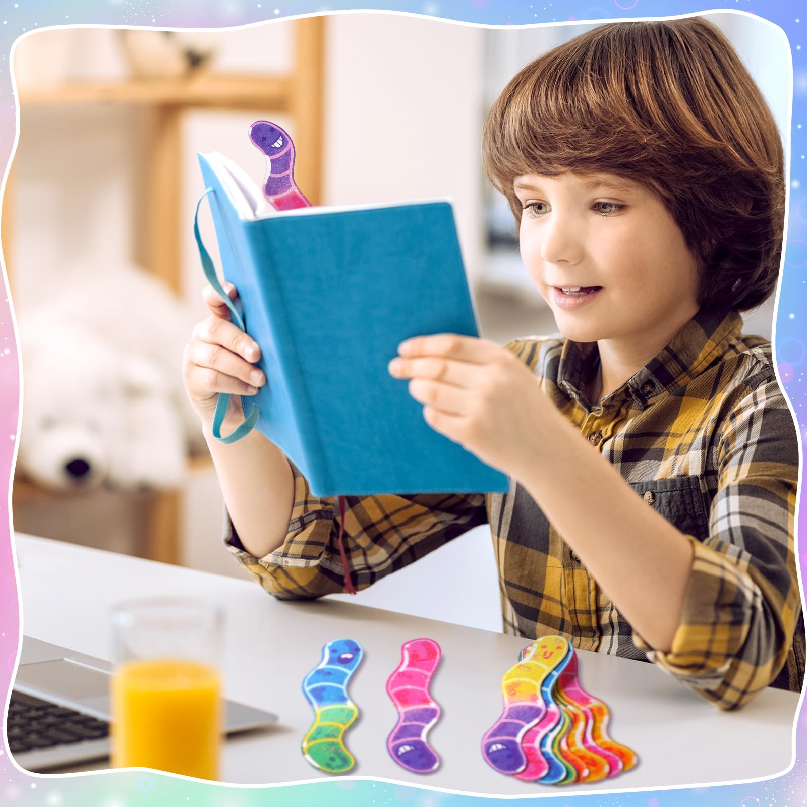 Skyygemm glitter worm bookmarks add shine to reading time