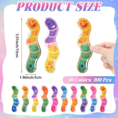 Skyygemm gummy worm bookmarks showcase a shimmering glitter layer for eye-catching pages