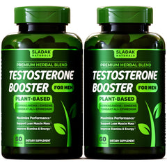 SLADAK NATURALS testosterone booster bottle promotes sustained energy and drive.