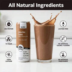 Slate Milk Energy Pack Mocha Latte can showing rich flavor with protein and low sugar