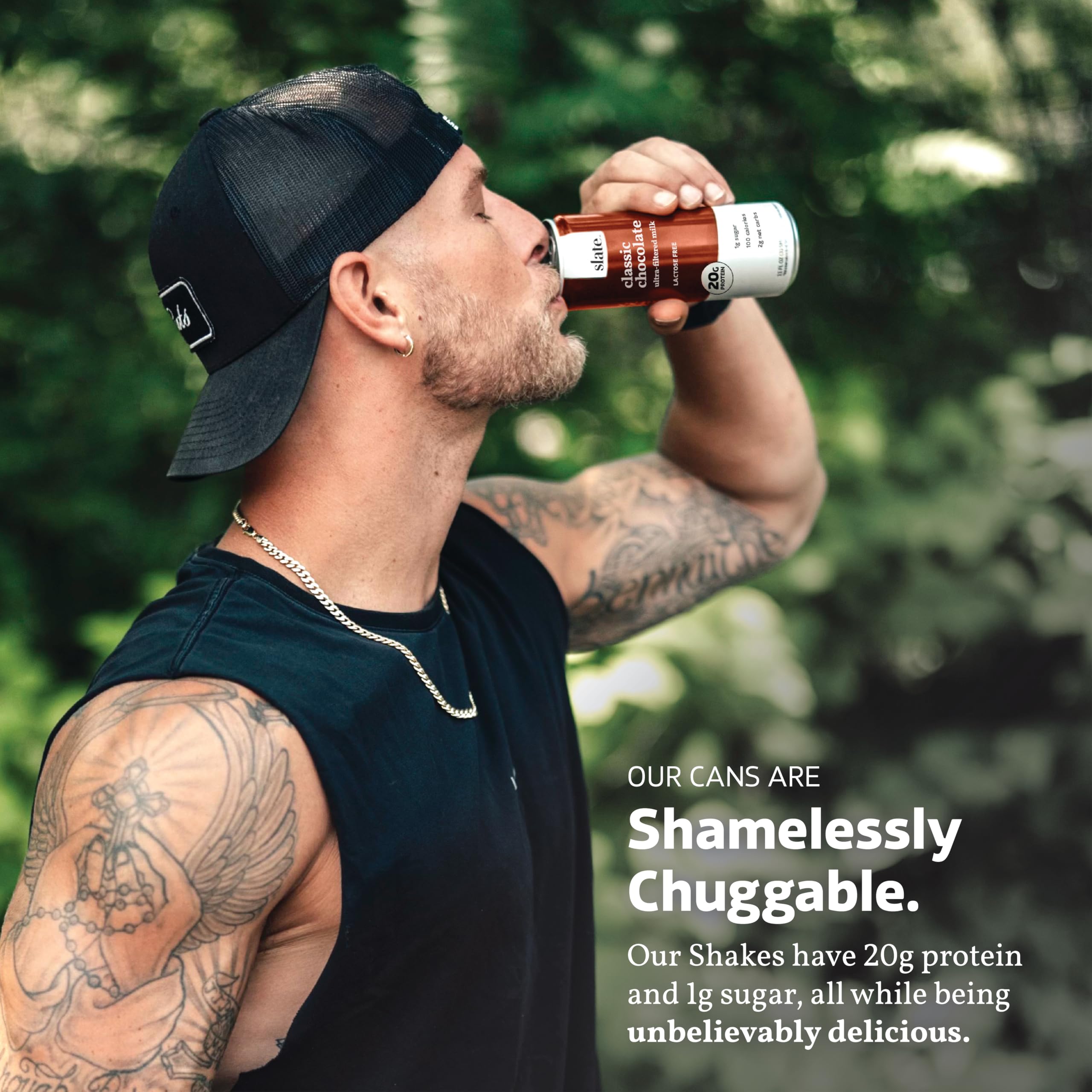 Slate Milk can highlights natural sweeteners stevia and monk fruit