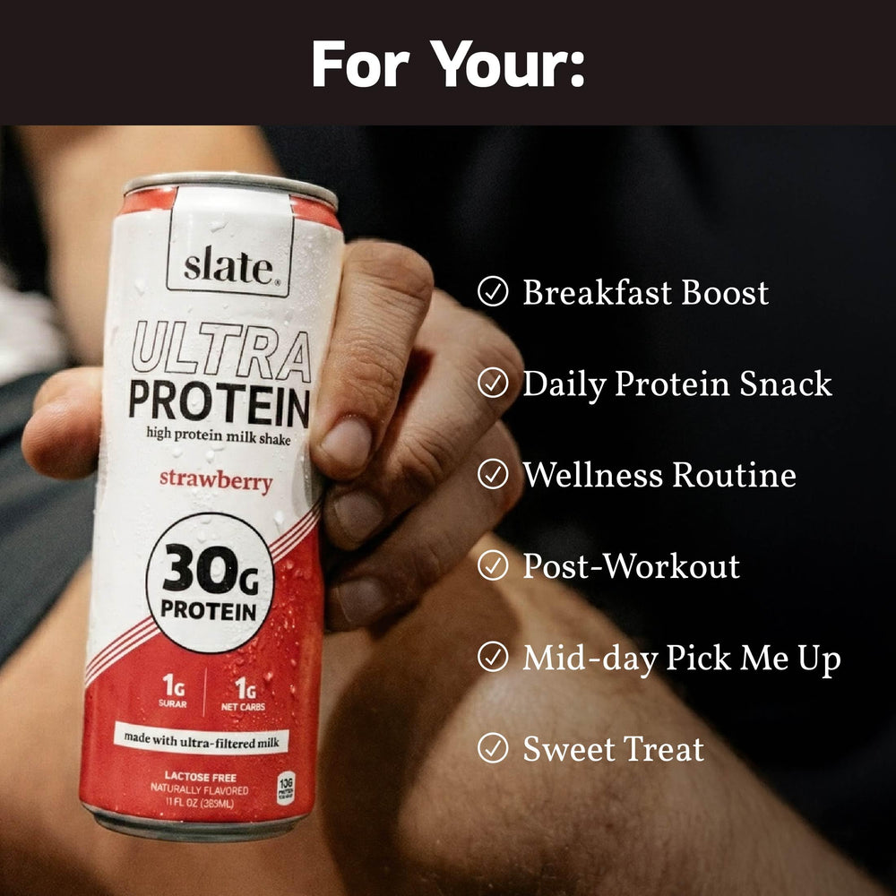 Slate Milk Neapolitan pack twelve cans, convenient ready-to-drink nutrition