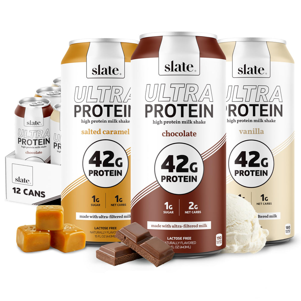 Slate Milk Ultra Protein Shake chocolate can for on-the-go protein and satisfying flavor