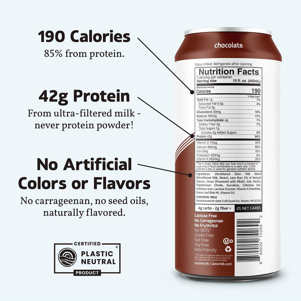 Slate Milk Ultra Protein Shake chocolate pour into glass for smooth post-workout recovery.