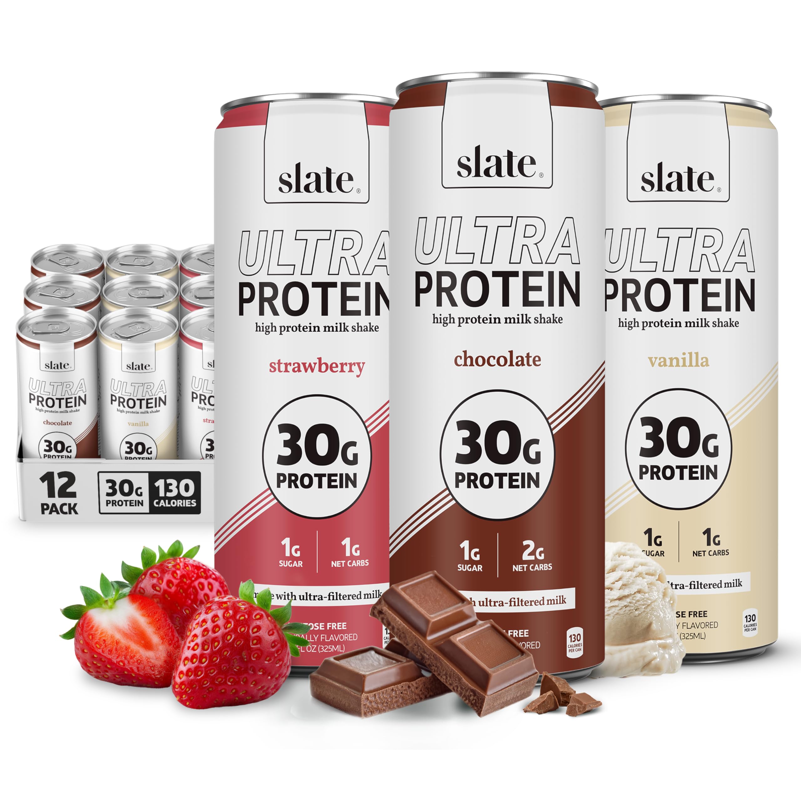 Slate Milk Ultra Protein Shake chocolate can, high-protein post-workout option