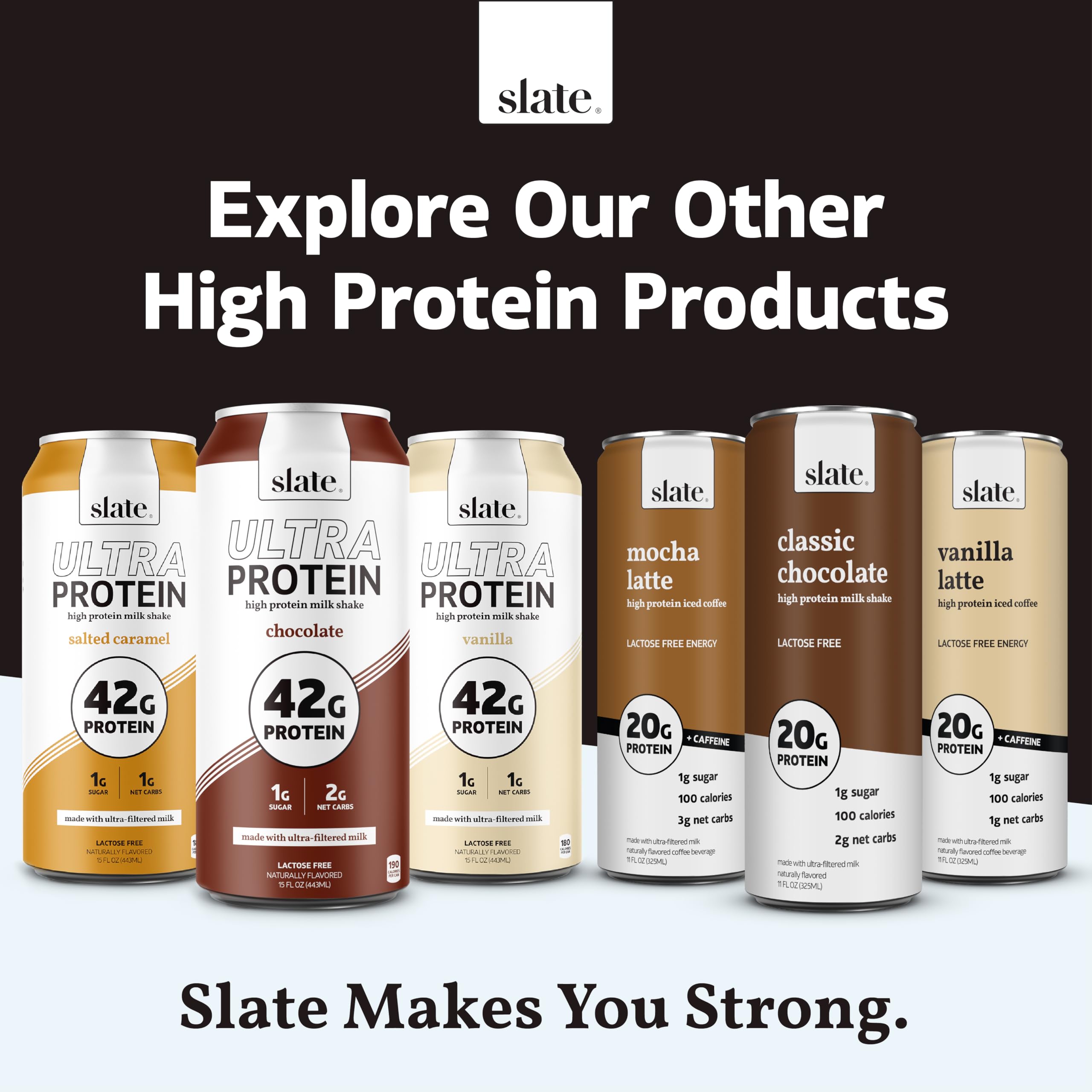 Slate Milk Ultra Protein Shake nutrition facts close-up with sugar and carbs