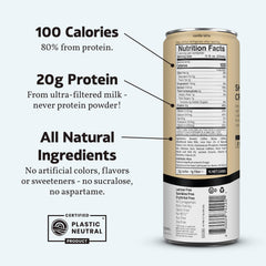 Slate Milk Vanilla Latte can nutrition label highlights protein and caffeine content.
