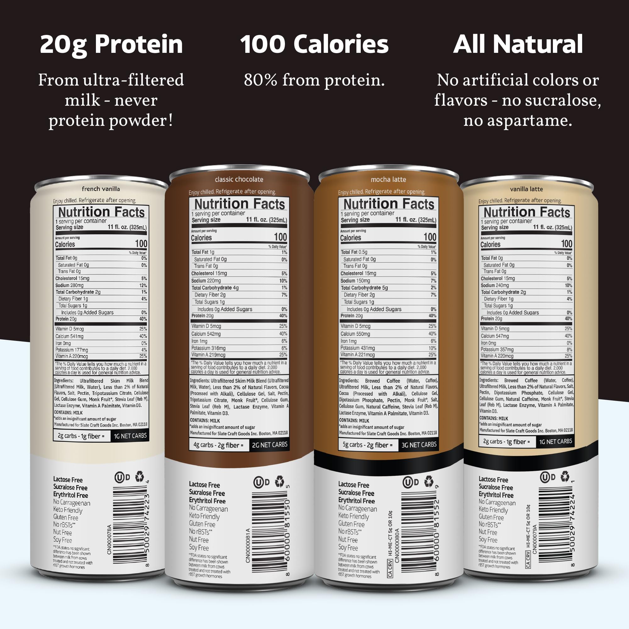 Slate Milk Vanilla Latte can offers creamy vanilla for a quick, protein-rich snack.