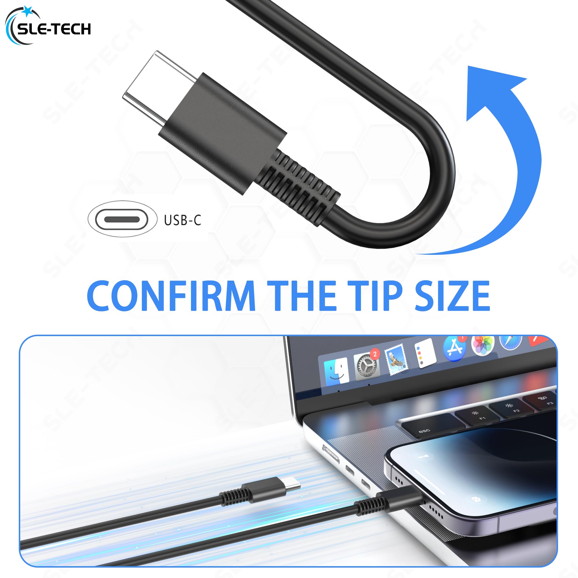SLE-TECH 65W USB-C charger compatible with Lenovo Chromebooks for everyday use.