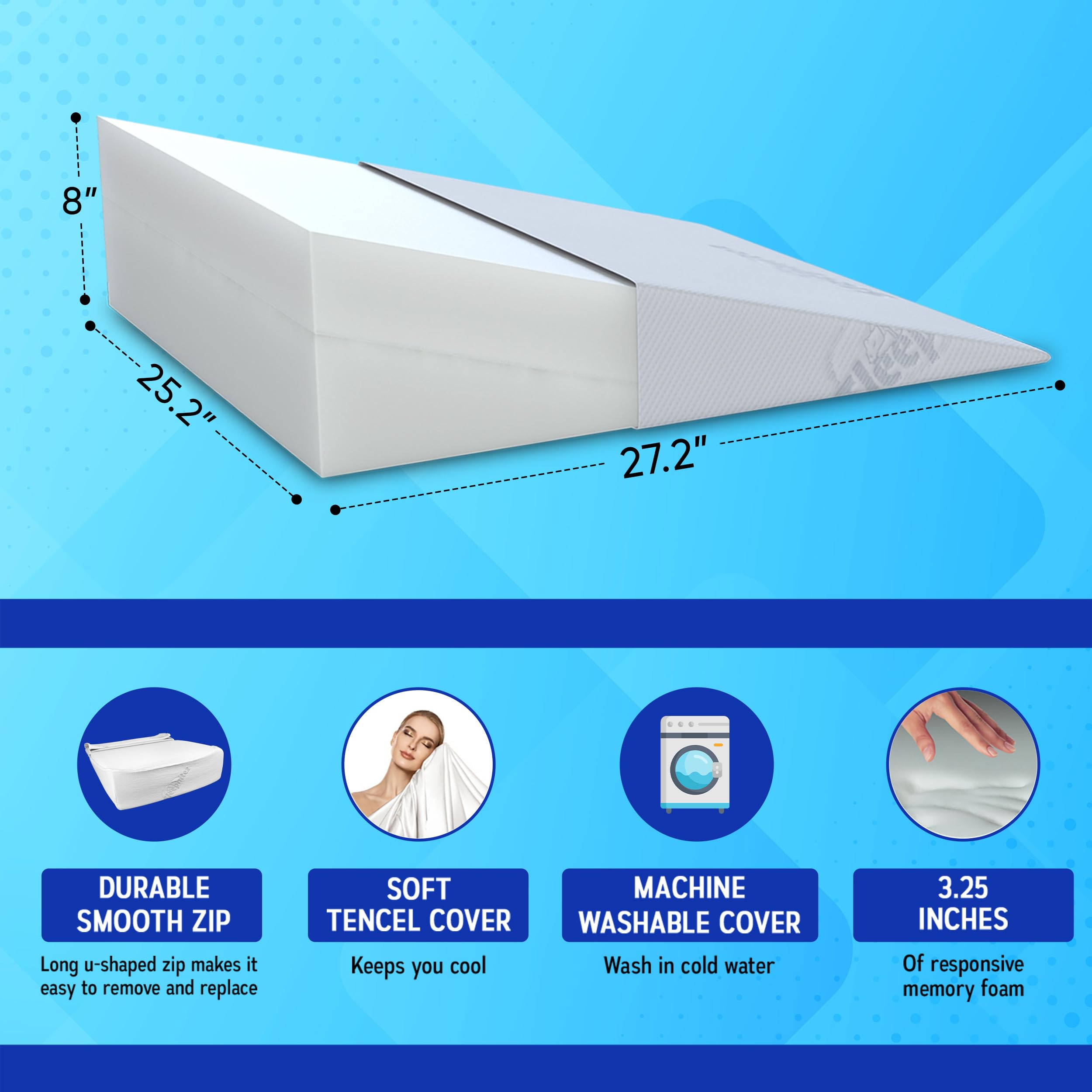 Sleepnitez wedge provides pregnancy comfort with elevated support.