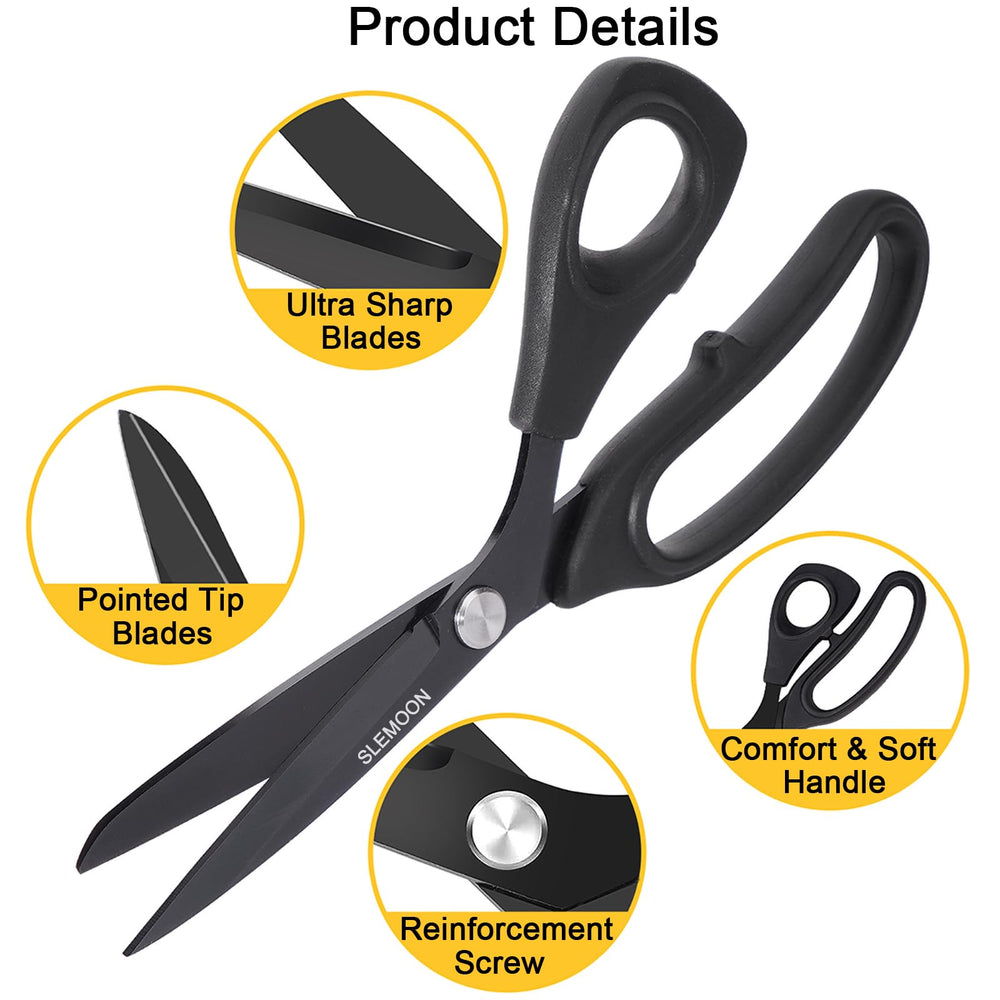 SLEMOON 10-inch scissors cutting fabric with ease