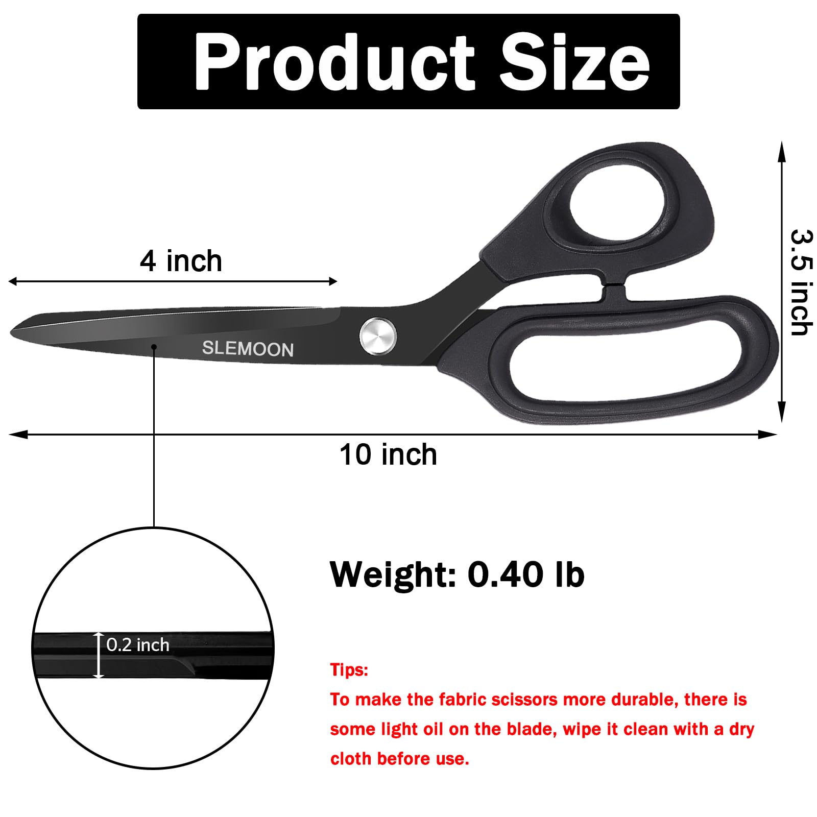 SLEMOON 10-inch scissors quality-tested for safety and reliability