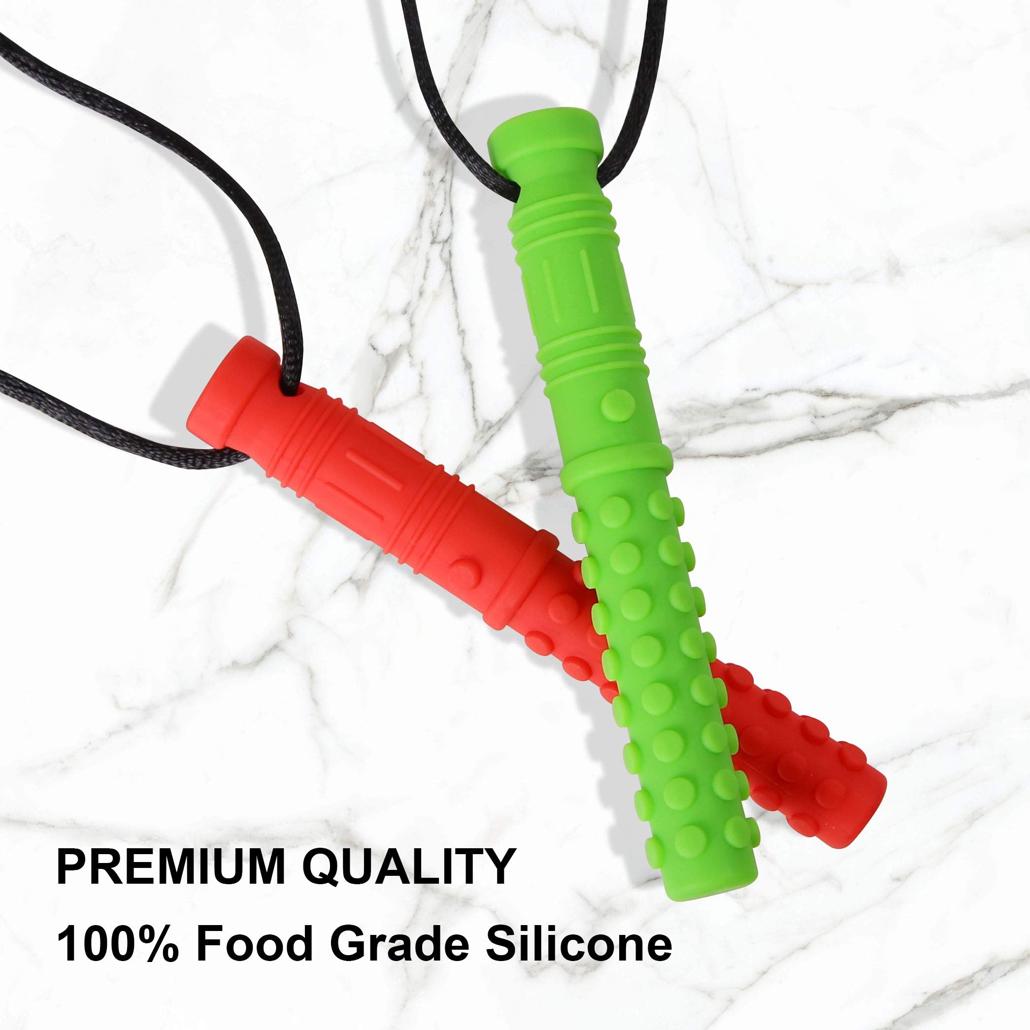 SLGOL Mace Chew Necklace made of food-grade silicone ensures safe oral exploration.