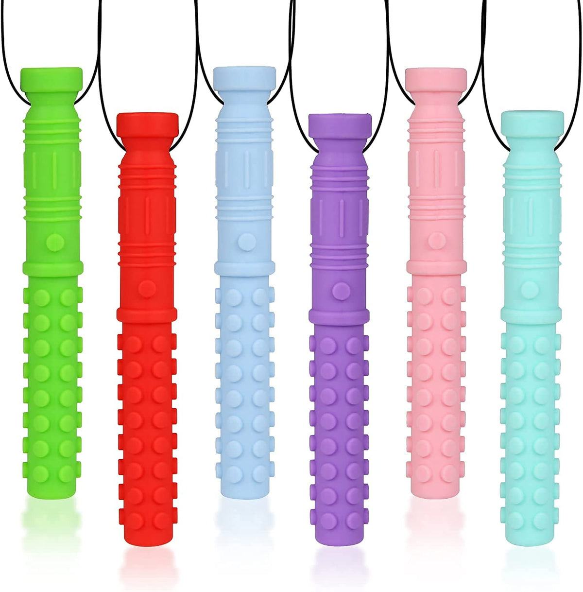 SLGOL Mace Chew Necklace in six colors for sensory engagement and calm focus.
