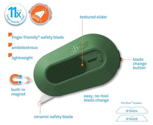 Slice Mini Box Cutter safety edge offers finger-friendly handling.