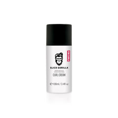 Slick Gorilla Curl Cream bottle close-up shows non-greasy hydration for defined curls.