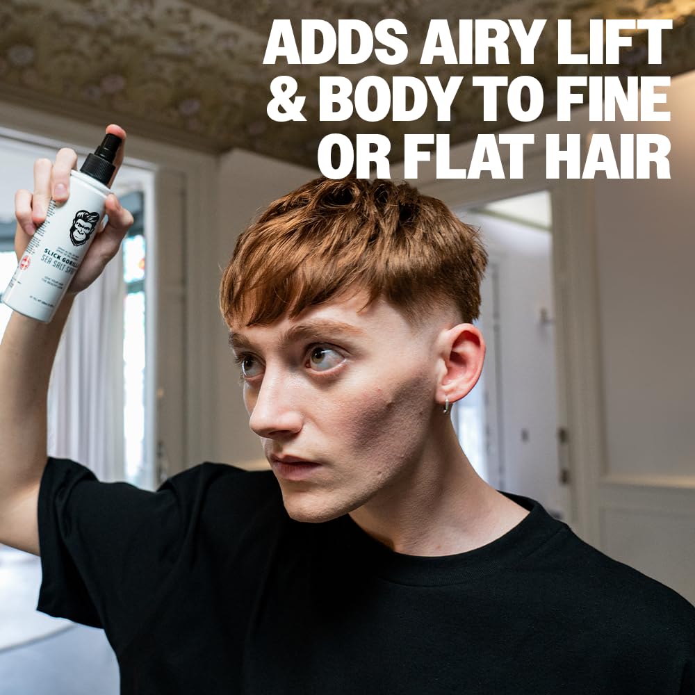Matte finish achieved with Slick Gorilla Sea Salt Spray on hair