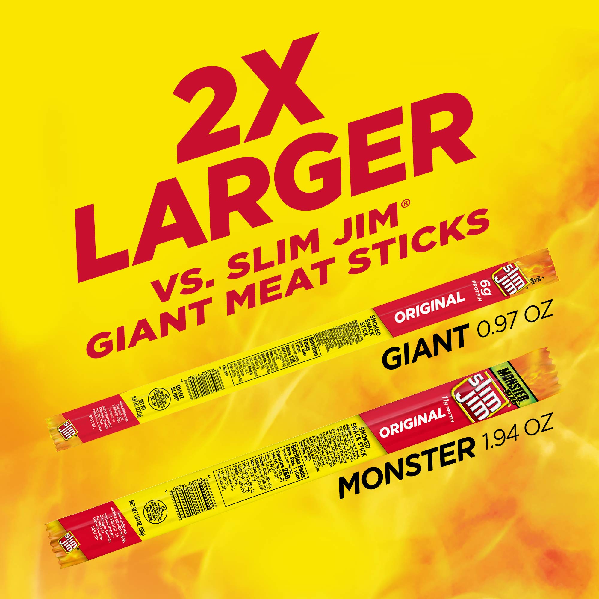 Slim Jim 11g protein per stick illustration emphasizes heartiness.