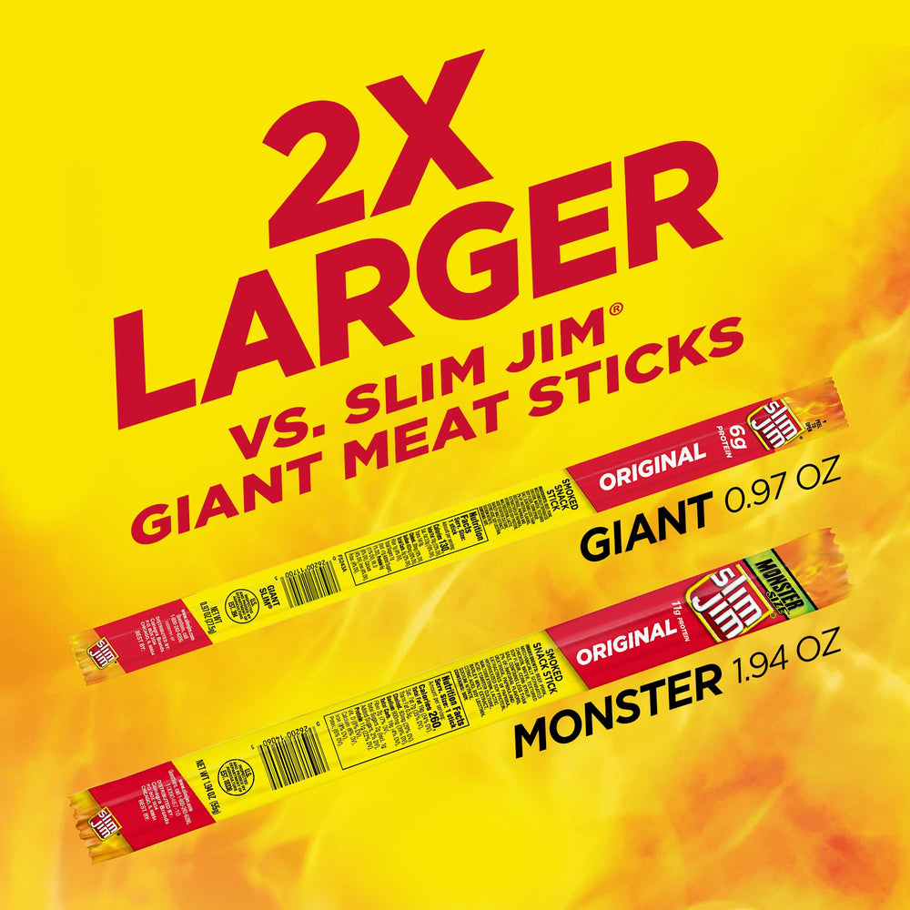 Slim Jim 11g protein per stick illustration emphasizes heartiness.