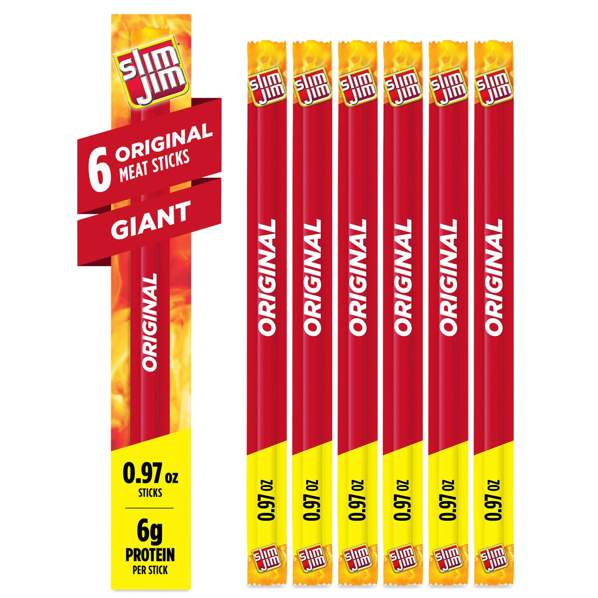 Slim Jim Giant Original pack front showing bold flavor.