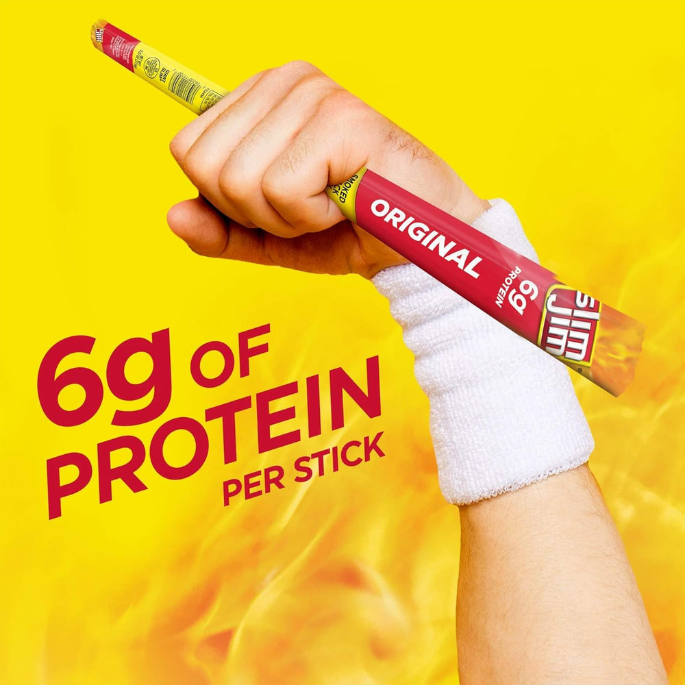 Each Slim Jim Giant Original stick shows 6 g protein.