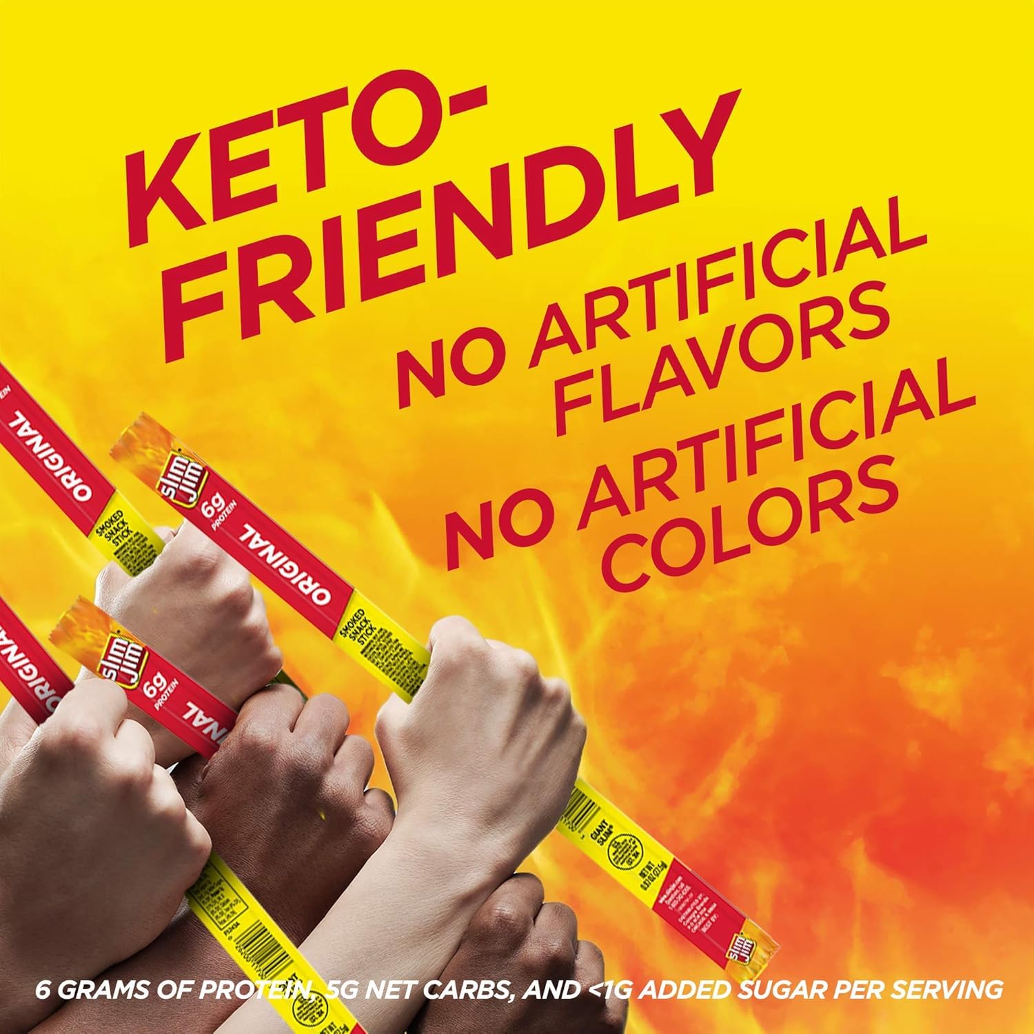 Reseal-friendly pack keeps Slim Jim sticks fresh.
