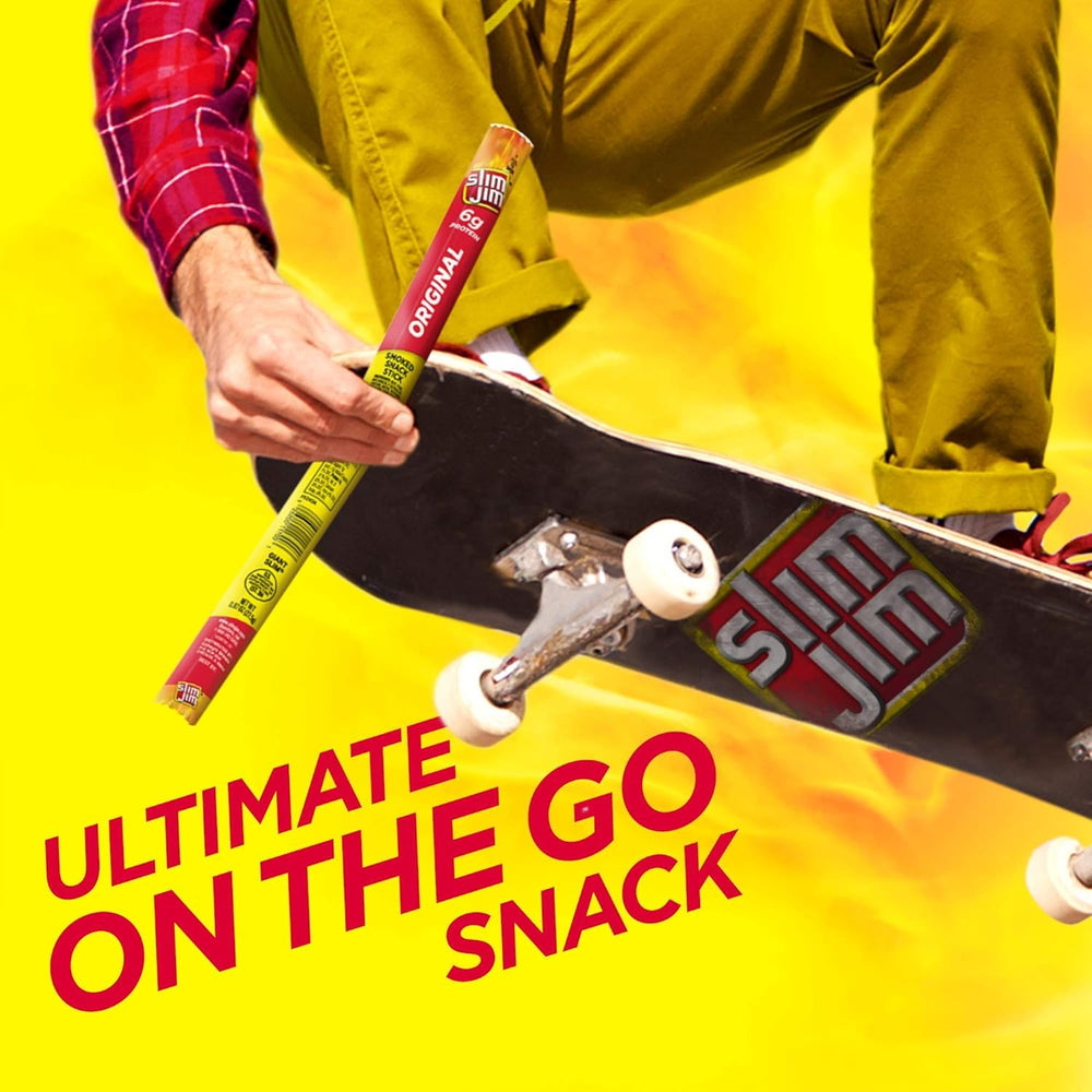 Slim Jim Giant Original travel snack ready for busy days.