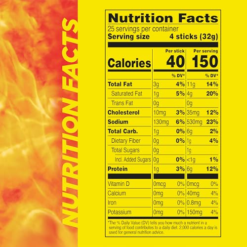 Slim Jim Original sticks shown in closeup, highlighting bold smoky flavor for on-the-go meals.