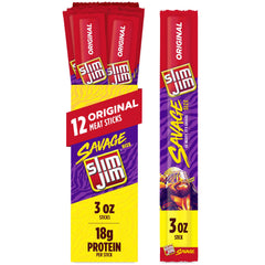 Slim Jim Savage Original Box—12-pack for road trips and big appetites.