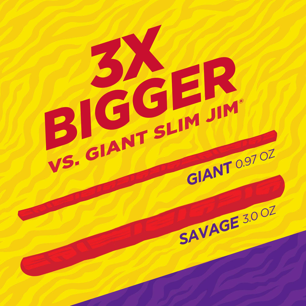 Slim Jim Savage Protein Info—6 g protein per serving.