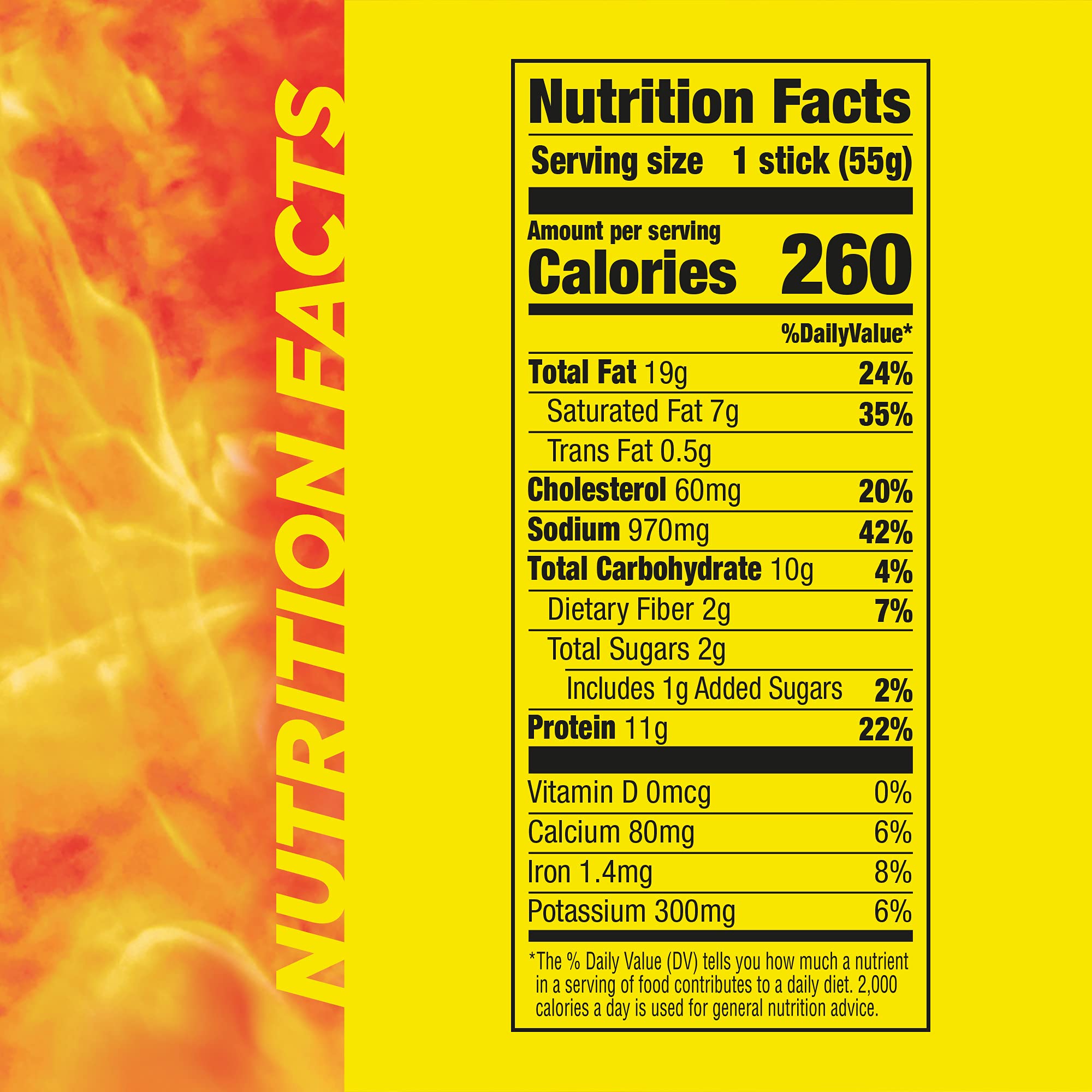Slim Jim Tabasco Monster packaging closeup shows rugged seasoning and branding.