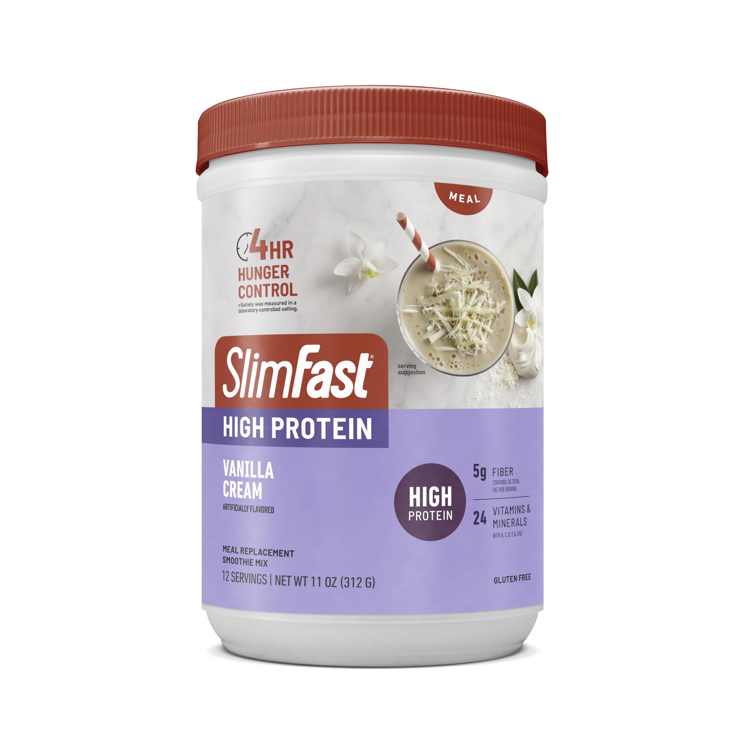 SlimFast 5g fiber digestive support helps digestion and fullness.