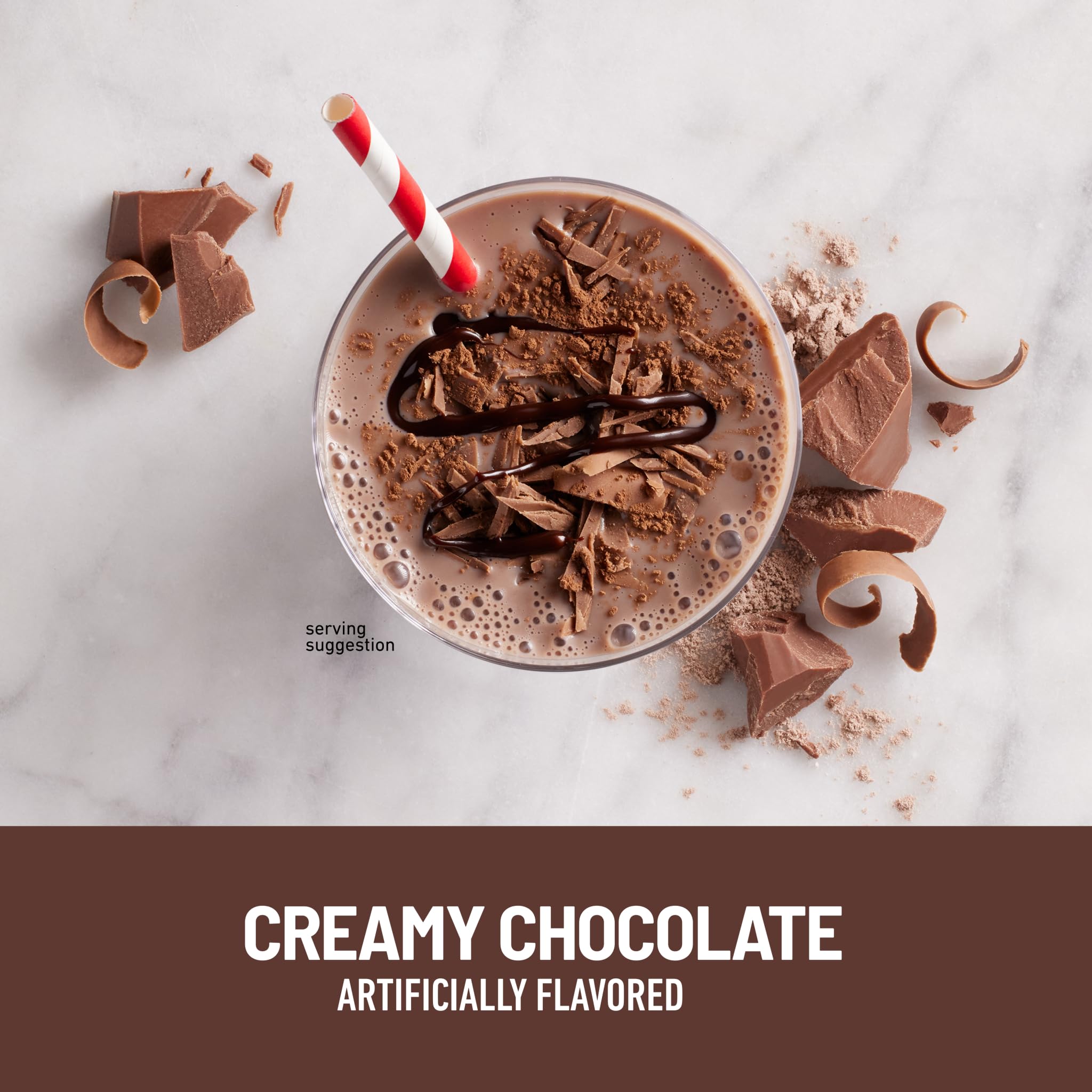 SlimFast advanced-nutrition powder tub with scoop highlights convenient protein-packed shake.