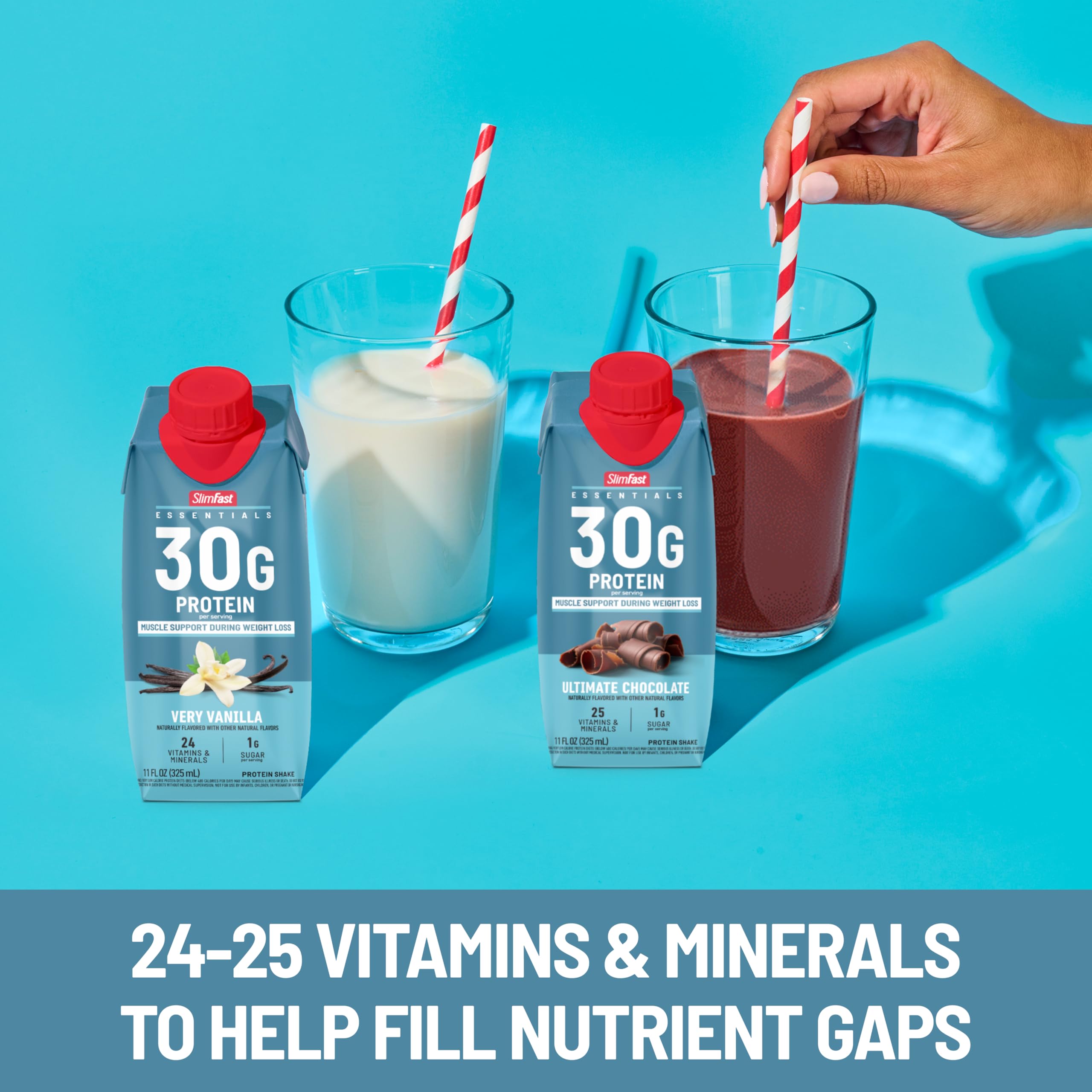 Ingredient panel of SlimFast Essentials chocolate shake