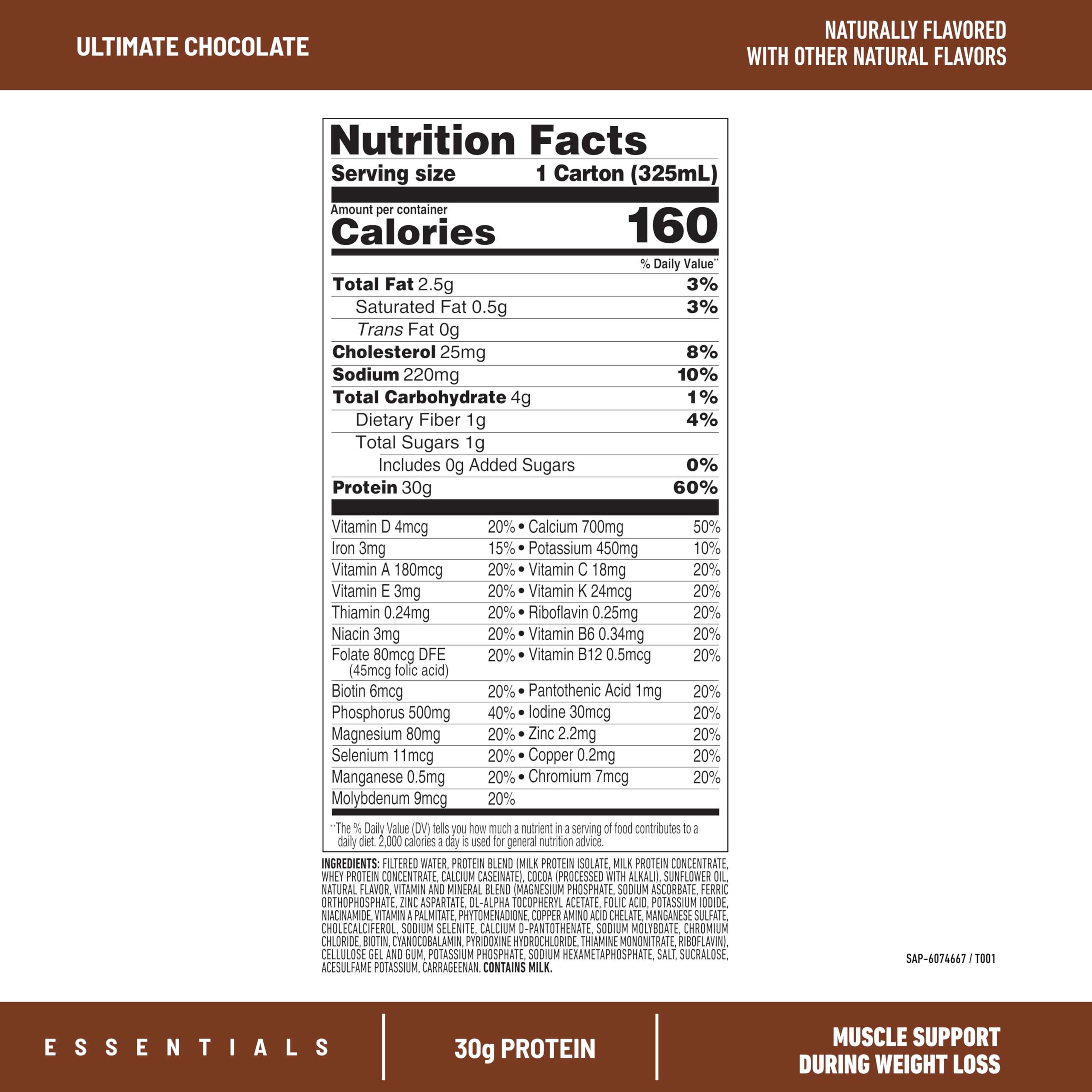 Pourable SlimFast Essentials chocolate shake showing grab-and-go convenience
