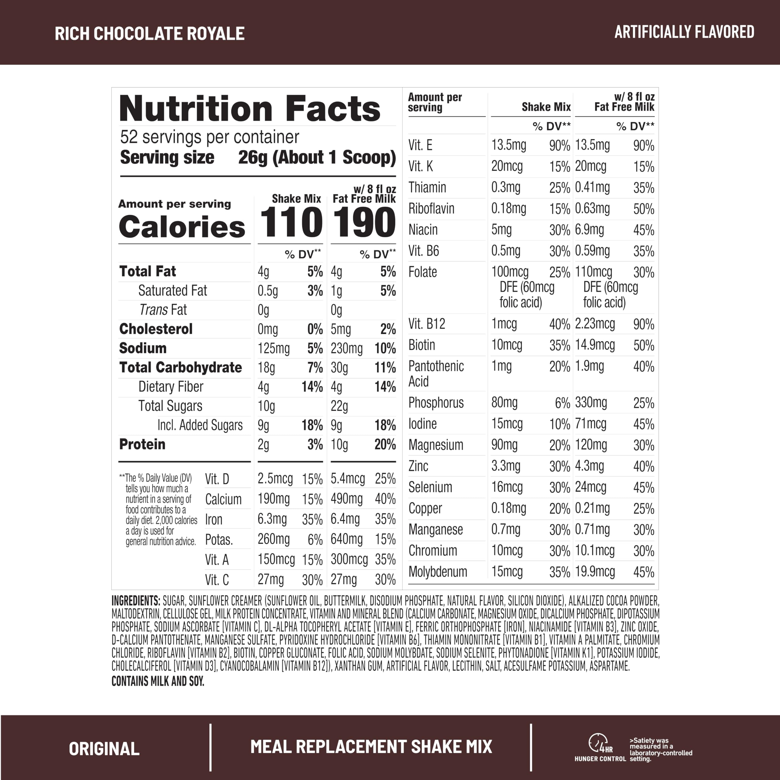 SlimFast fiber and vitamins minerals packaging highlights daily nutrition