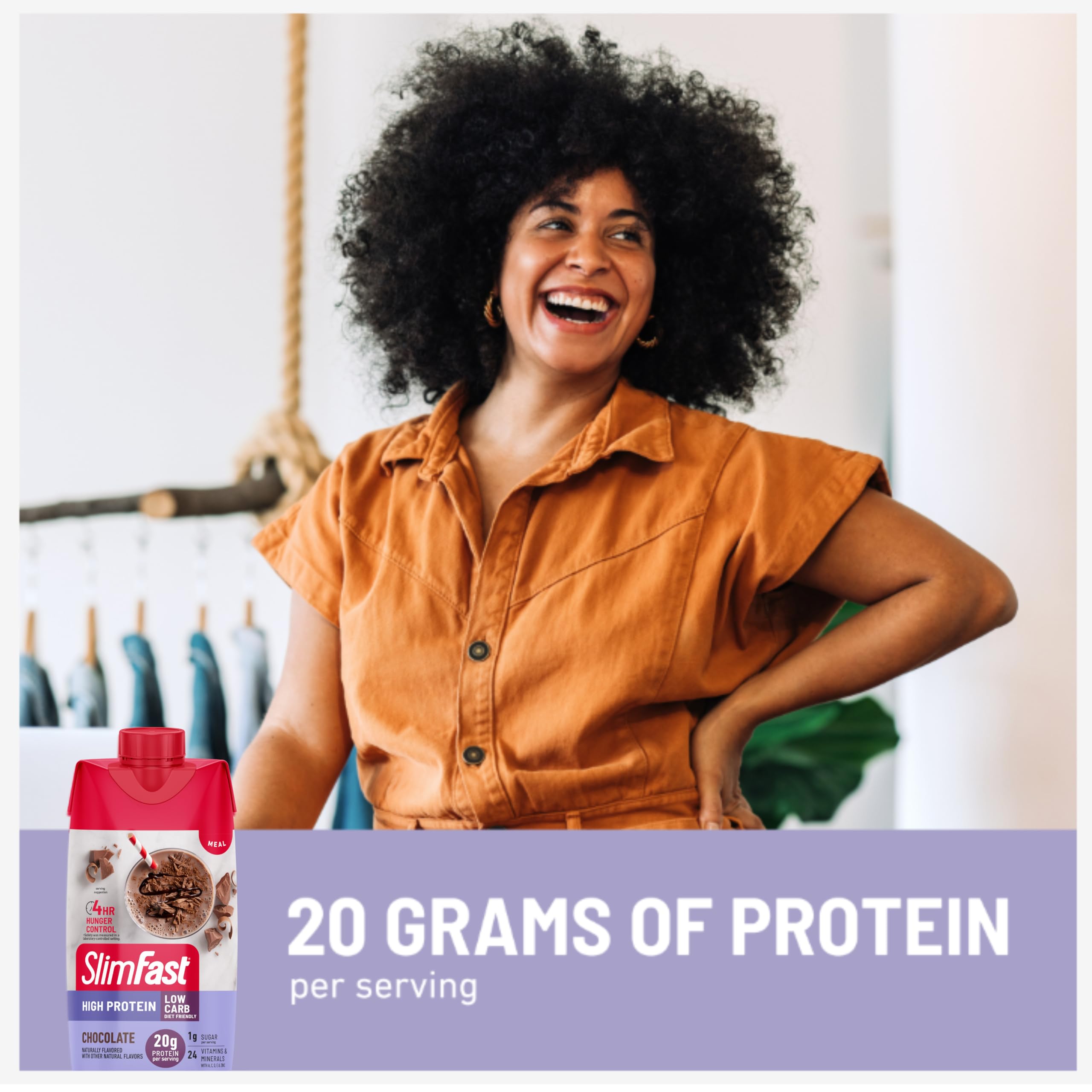 SlimFast High Protein Shake emphasizes 5g of fiber per serving.