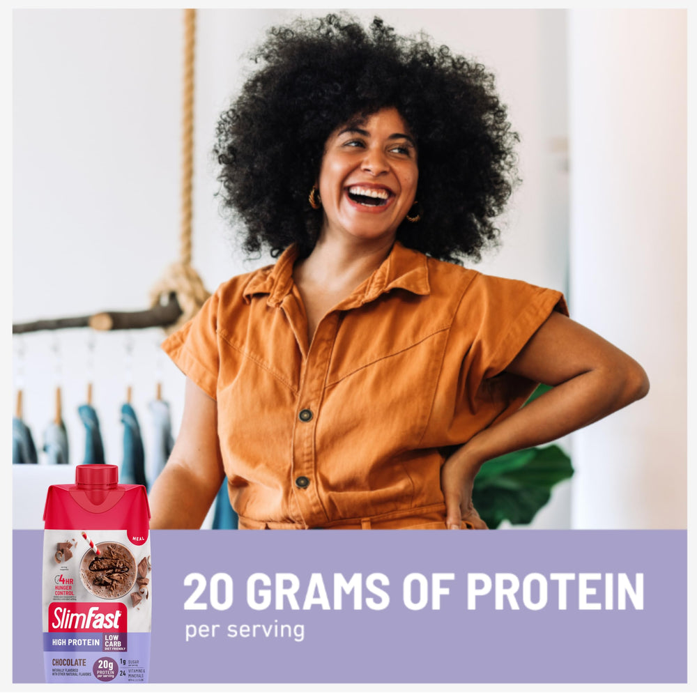 SlimFast High Protein Shake emphasizes 5g of fiber per serving.