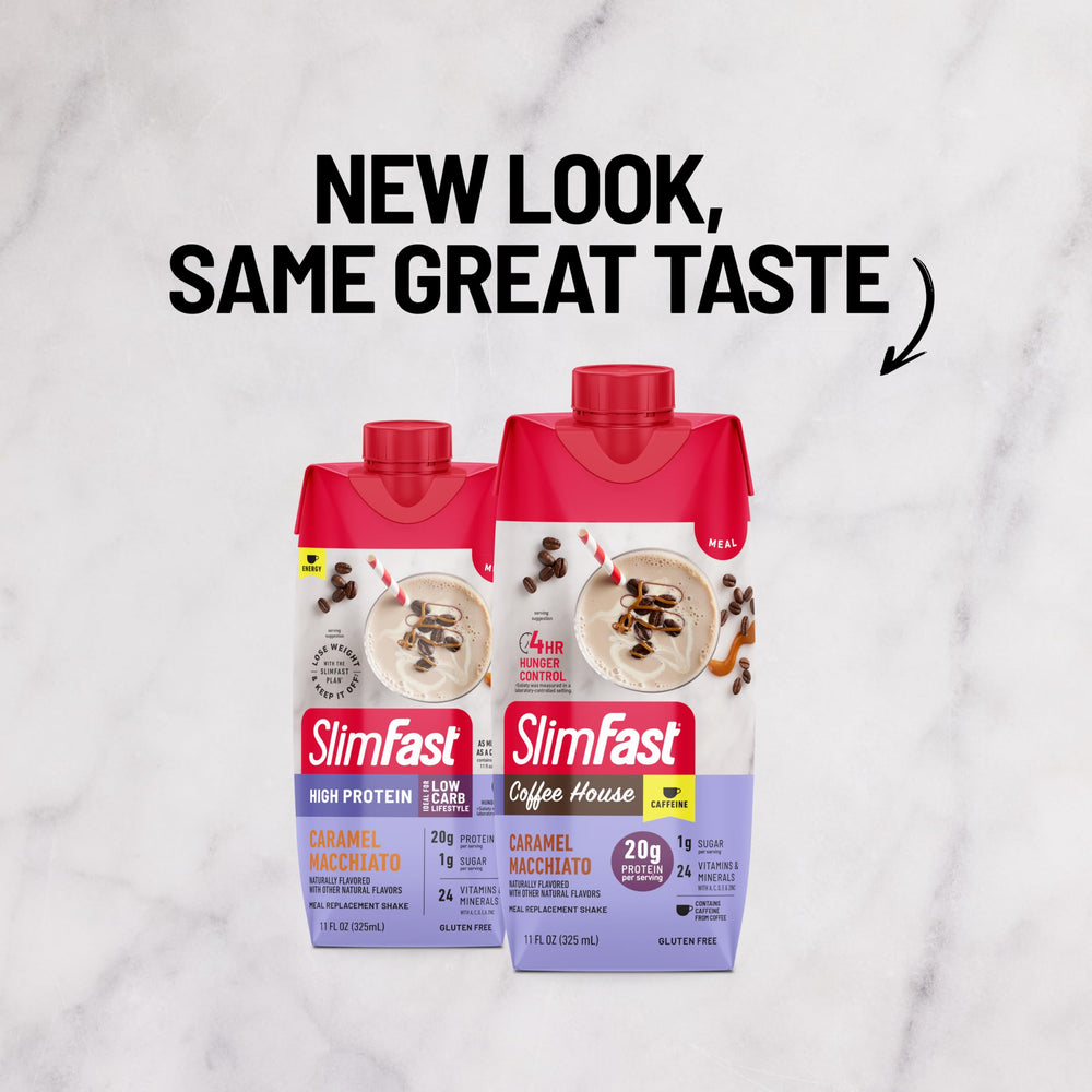 SlimFast high-protein meal replacement gluten-free shake with balanced nutrition.