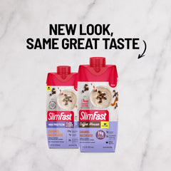 SlimFast high-protein meal replacement gluten-free shake with balanced nutrition.