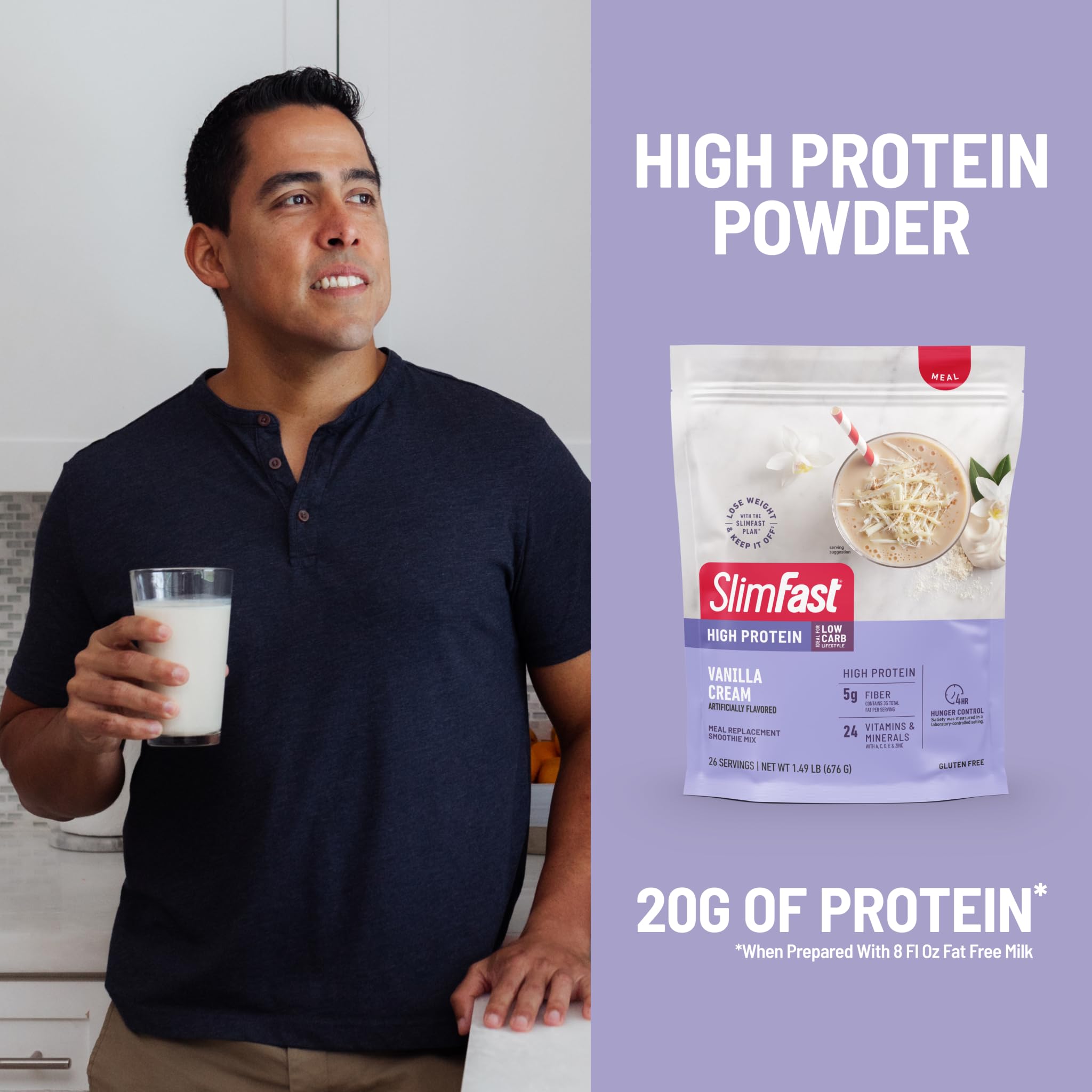Cooking and recipe use with SlimFast Vanilla Cream powder in dishes
