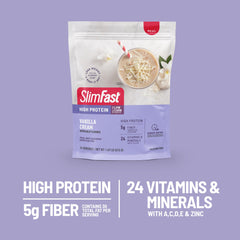 Nutrition facts panel showing 20g protein and 5g fiber per serving