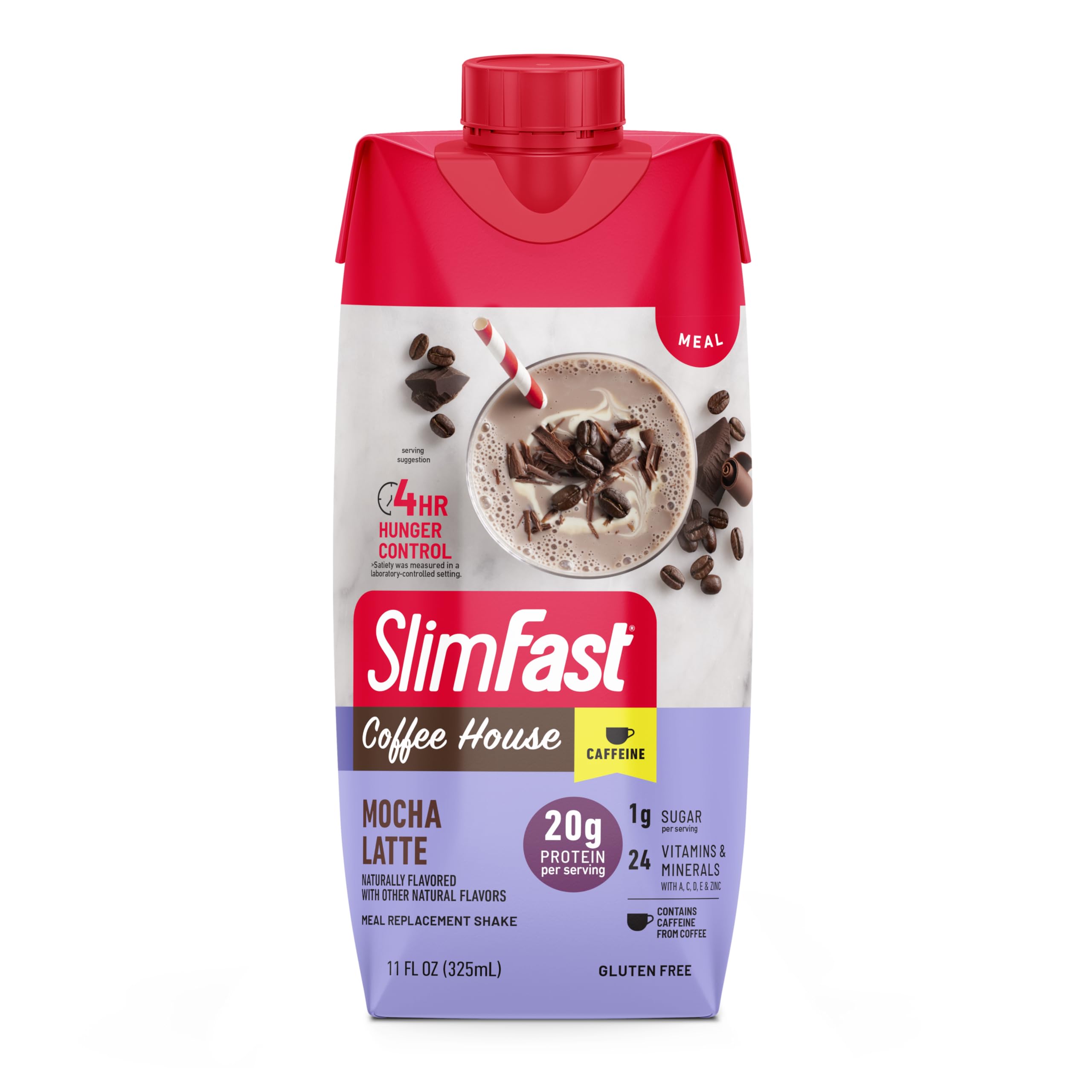 Display of SlimFast High Protein Shakes in Mocha Latte flavor