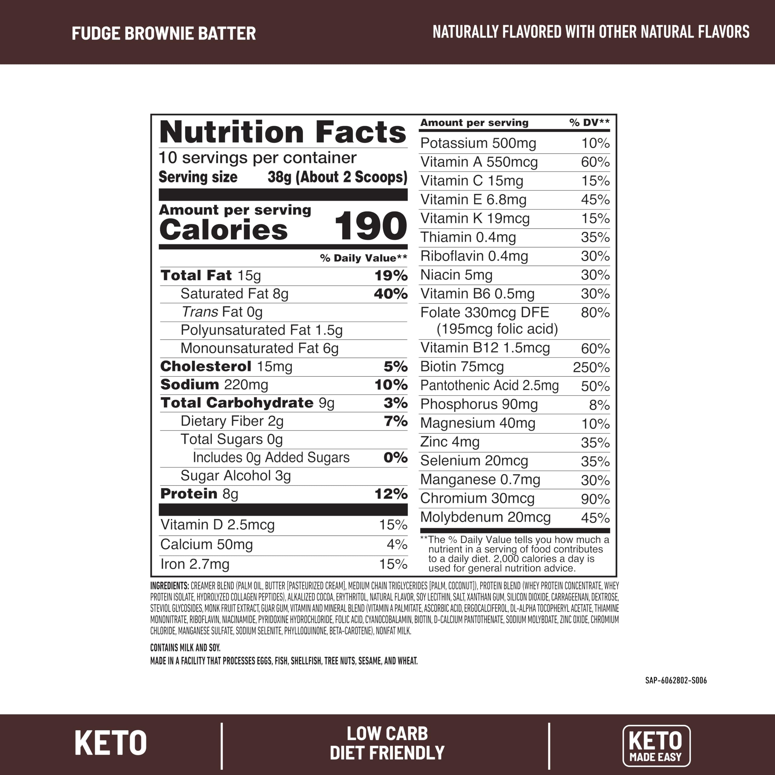 SlimFast Keto Shake canister front showing gluten-free label and nutrition facts
