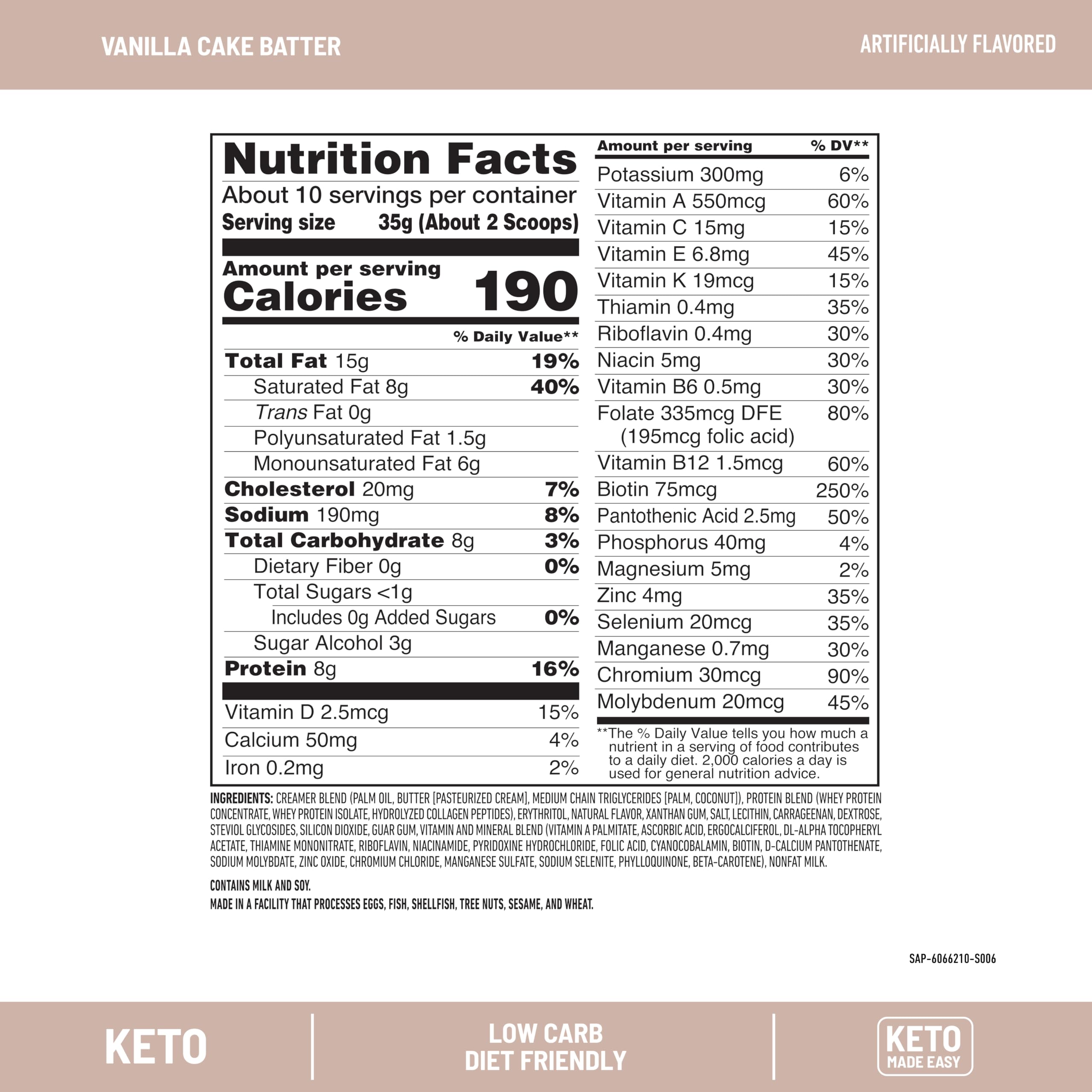 Scoop of SlimFast Keto Vanilla Cake Batter powder for easy portioning