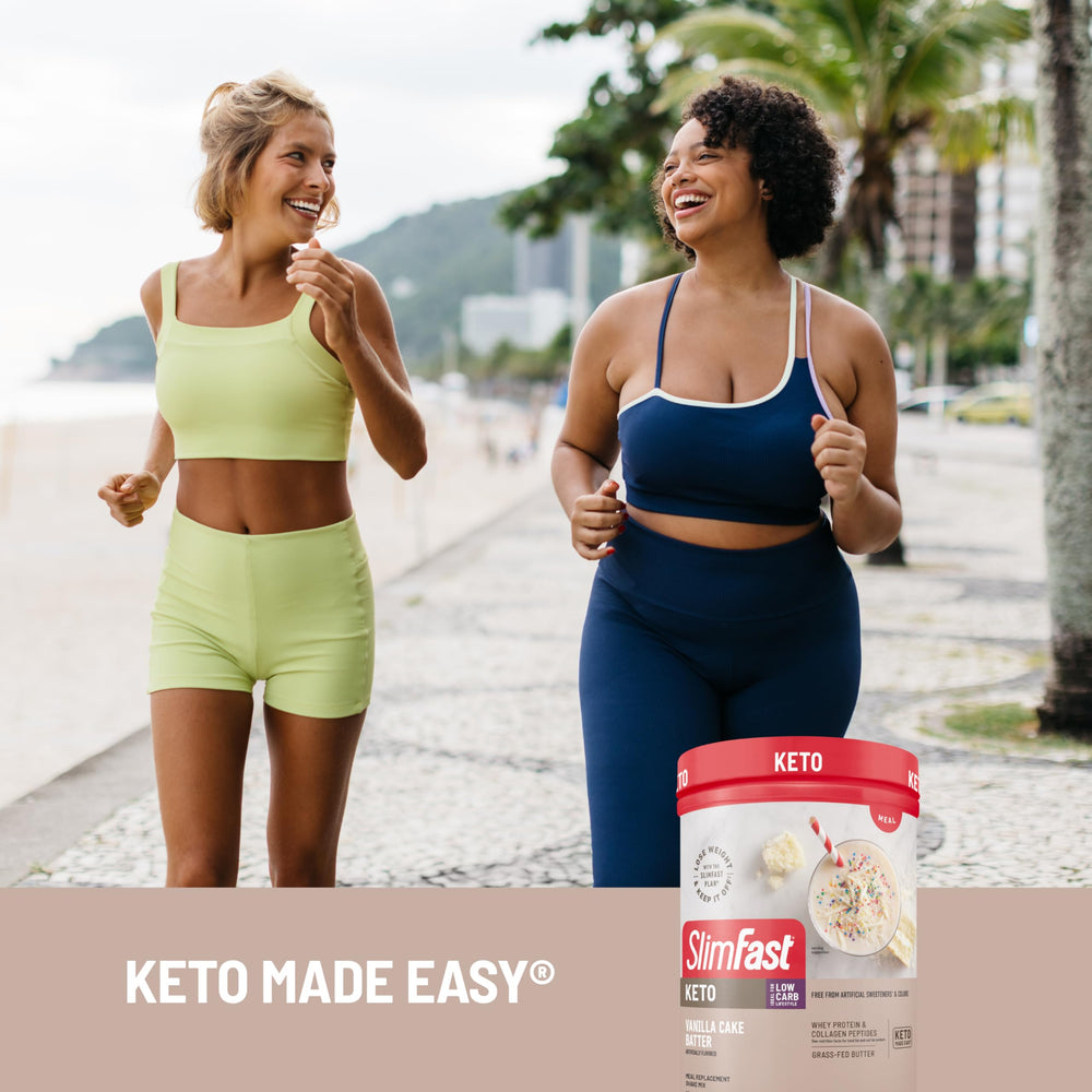 Shaker with cold water ready for SlimFast Keto shake