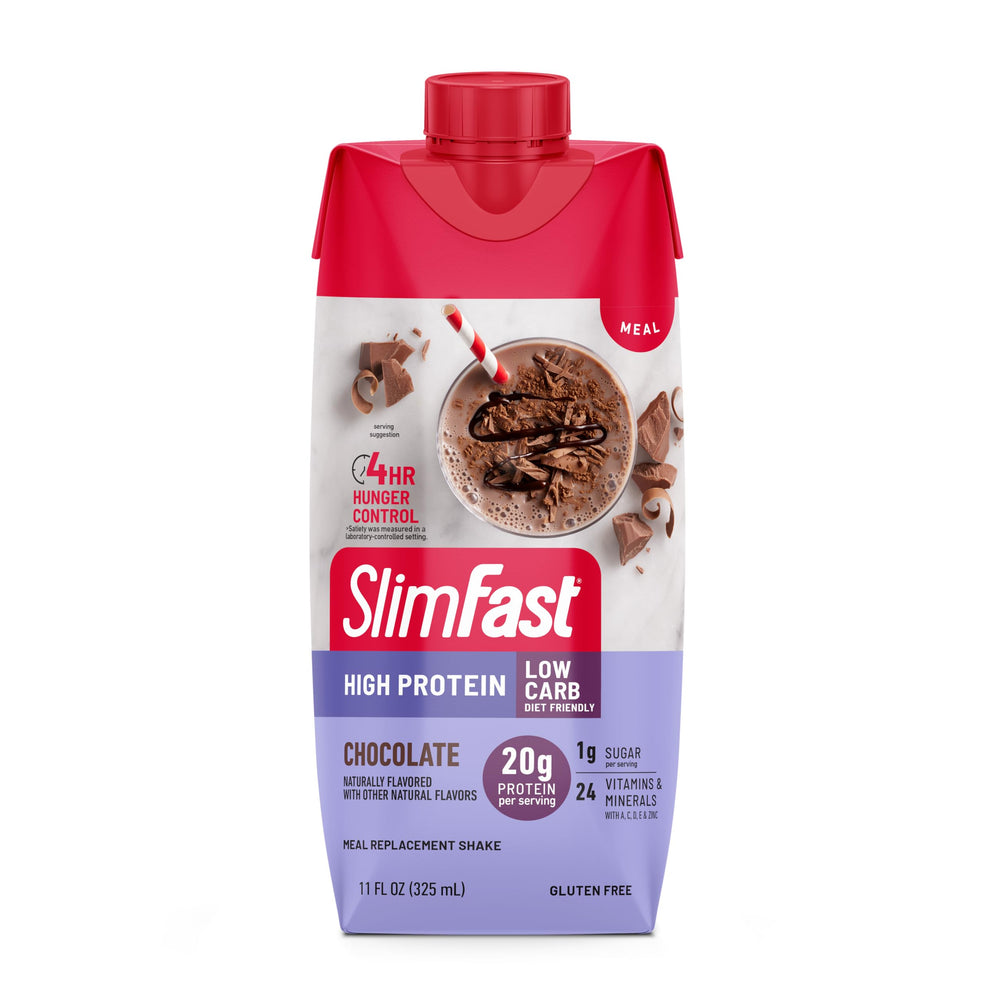 On-the-go SlimFast replacement shake is ready for breakfast or a quick lunch.