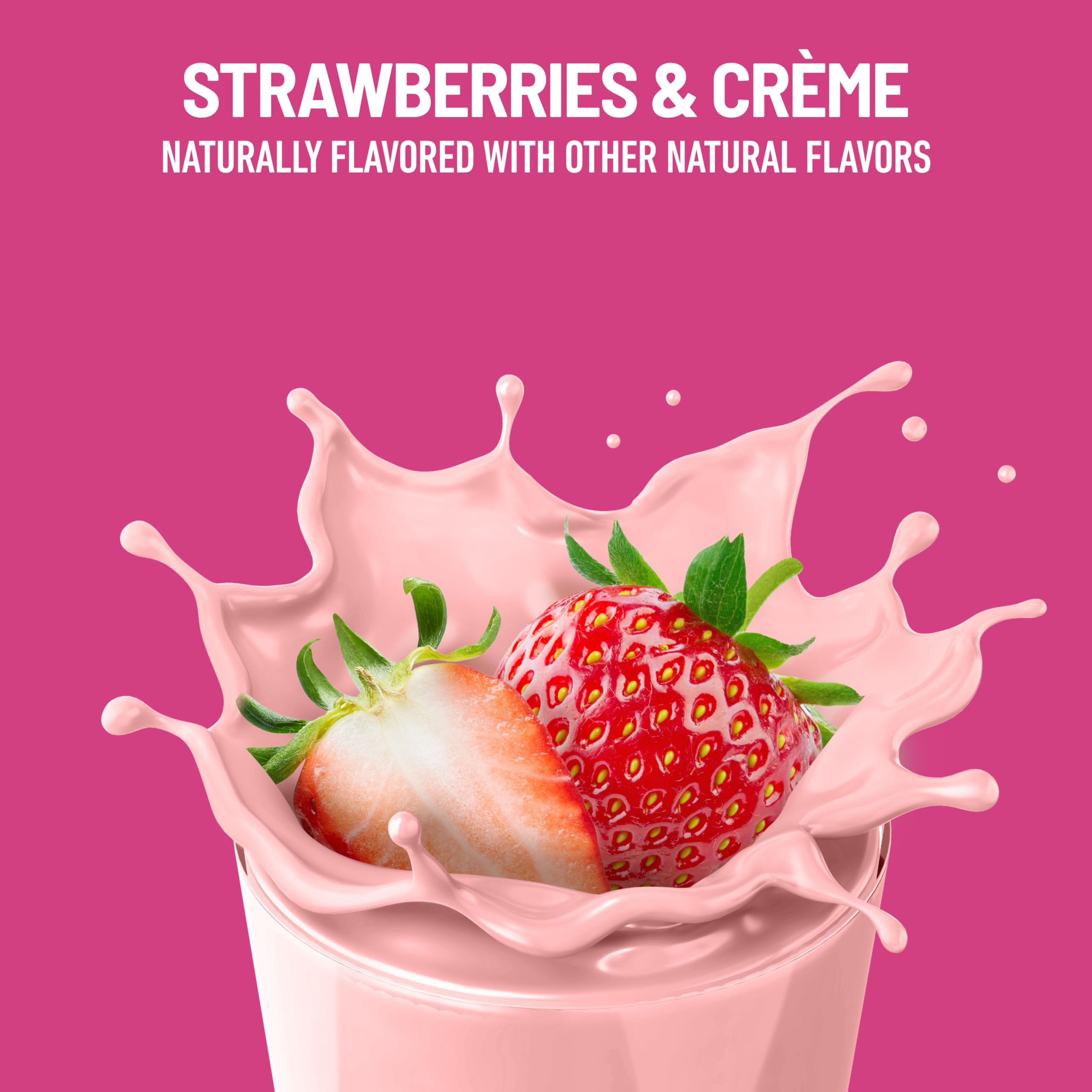 Nutrition facts panel on SlimFast Original Strawberries & Creme highlights protein and fiber