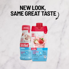 SlimFast Original Strawberries & Creme packaging front for convenient shopping and portability